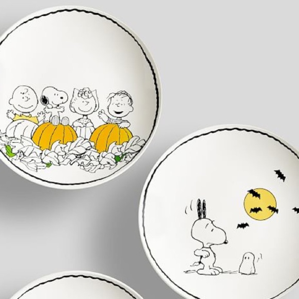 Pottery Barn Peanuts Trick or Treat Charlie Brown Halloween Salad Plates - 4 🎃 - Picture 5 of 16